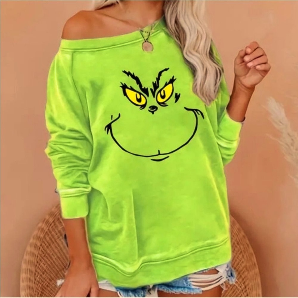 Grinch Christmas Holiday Crewneck Pullover Character Cozy Sweatshirt Gift New M